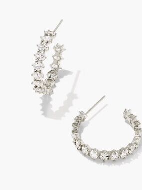 Kendra Scott Crystal Hoop Earrings - Silver Tone